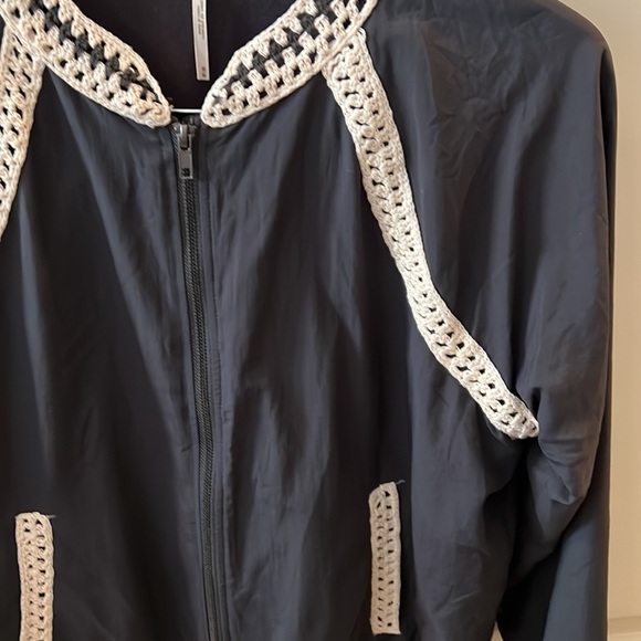 Free People Crochet Inset Baseball Bomber - Picture 7 of 13